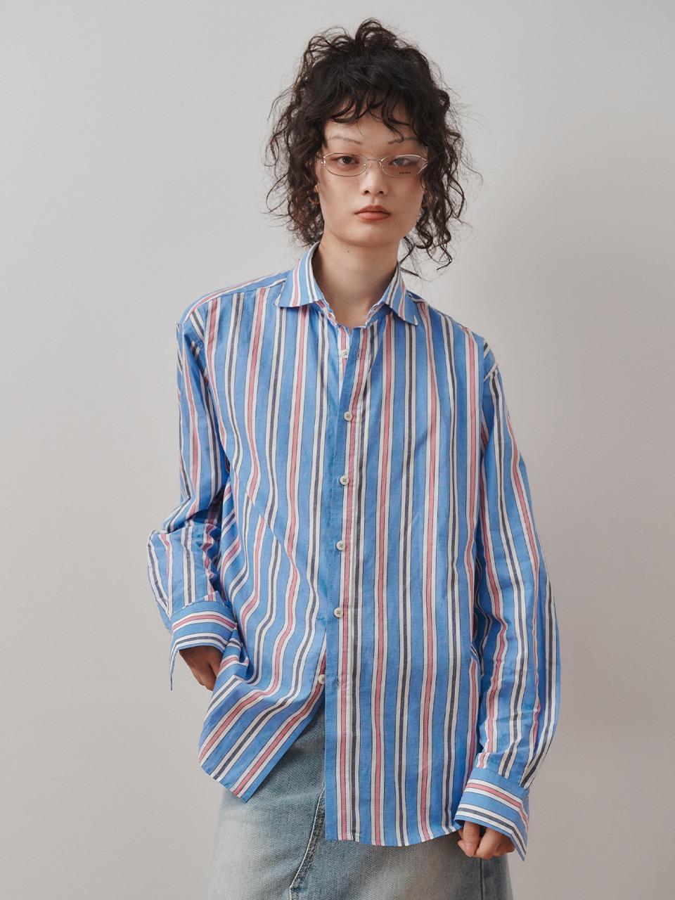 [PLZPROJECT]VINTAGE STRIPE SHIRT, BLUE