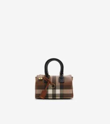 미니 체크 볼링 백 (다크 버치 브라운) - 여성 | 공식 Burberry®
