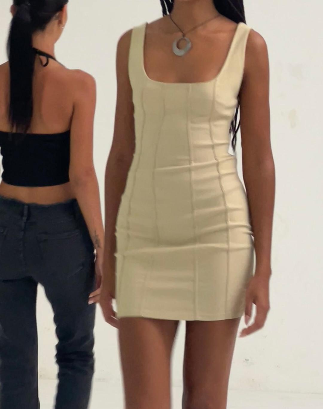 Rosati Mini Dress in Beige - XXS