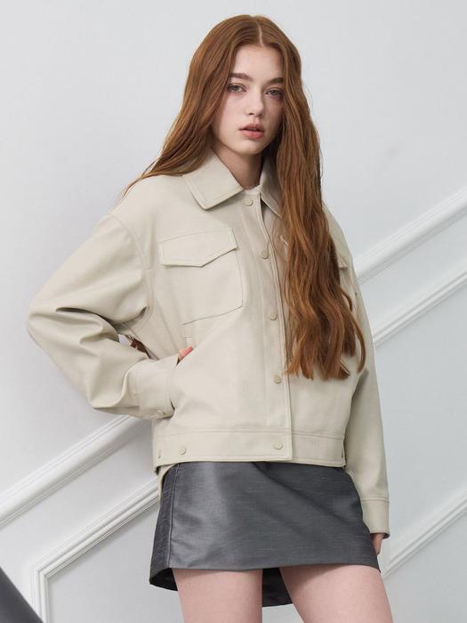 [로르 서울]크랙 패턴 페이크레더 자켓_KSJK240813