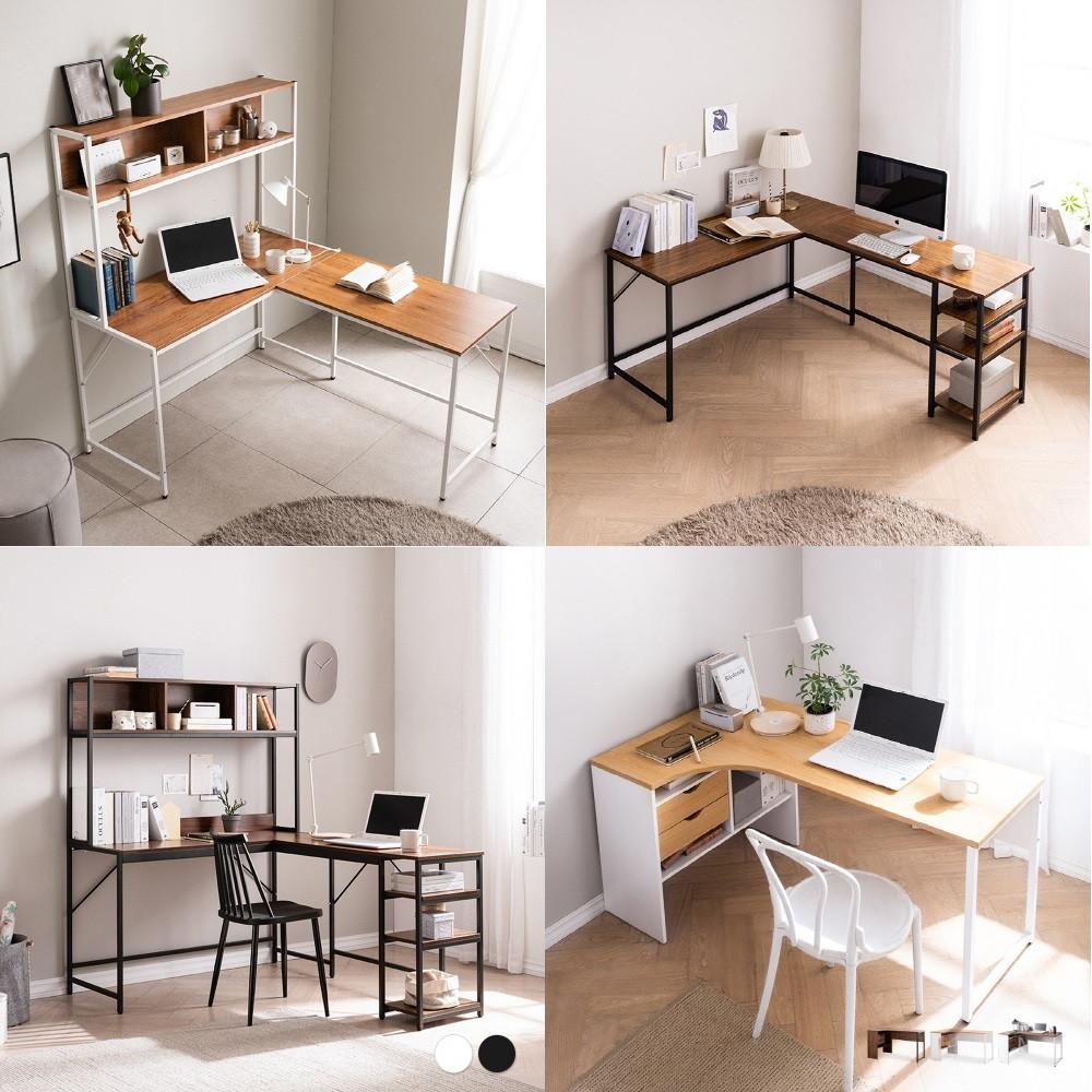 멀바우 코너 ㄱ자 책상 기억자 L자형 책상 이케아 철제 조립식 중고등학생 서재 공부 책상