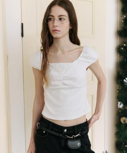 PUFF CAP SLEEVE T-SHIRT WHITE