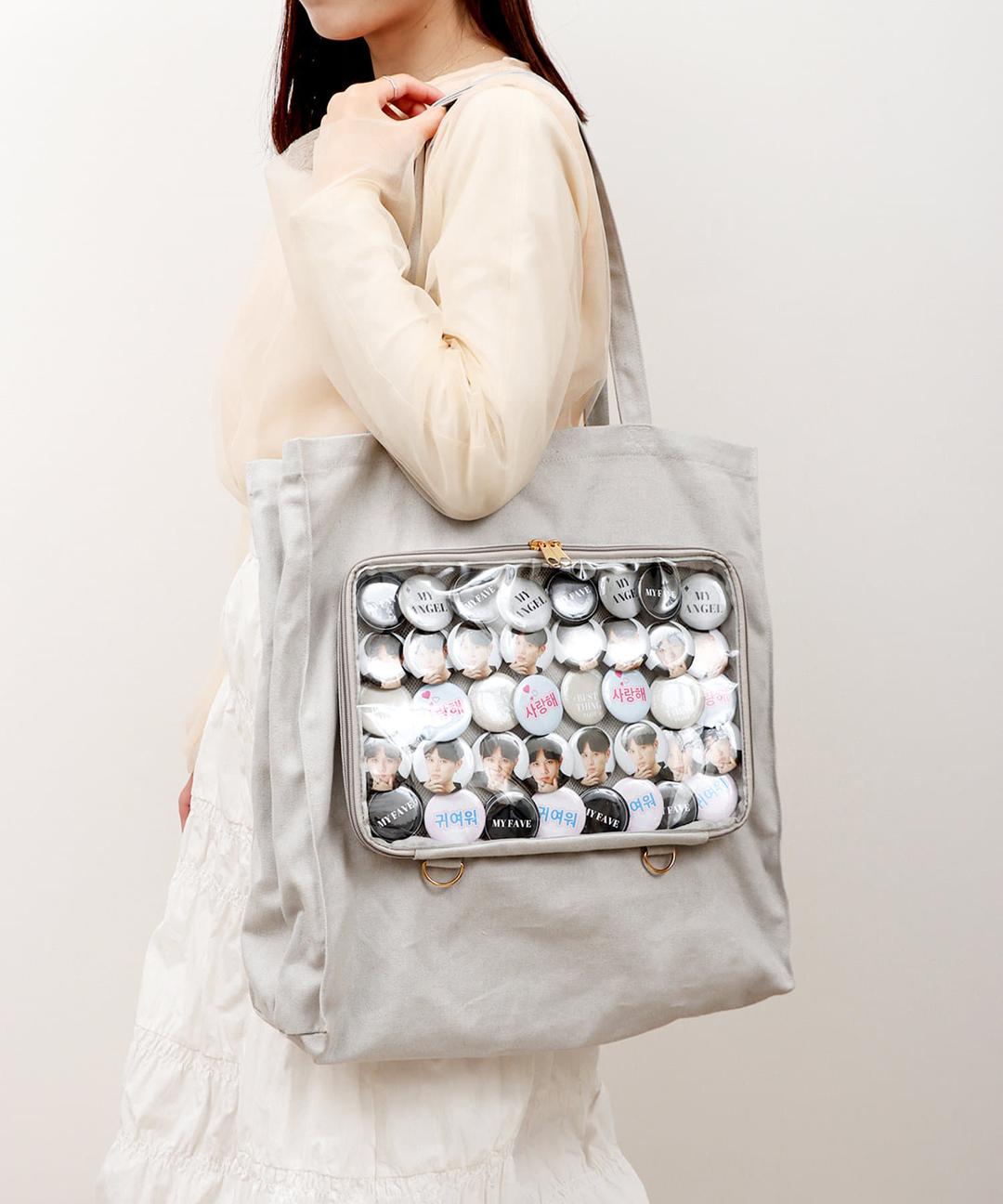 ビッグクリアポケット付きトートバッグ／推し活
