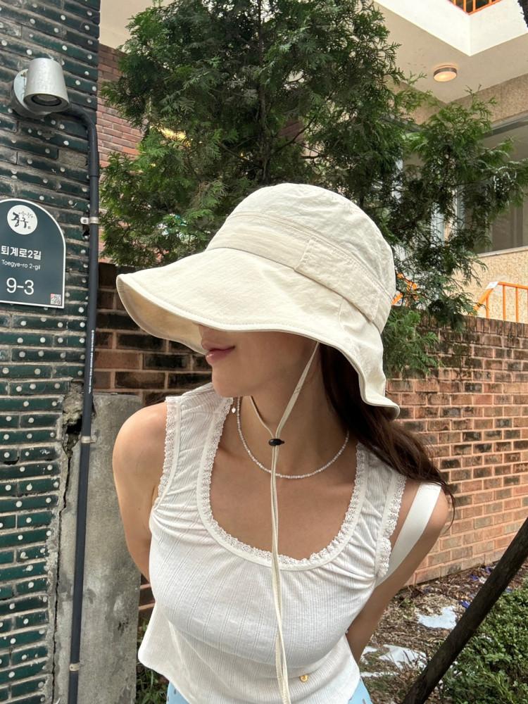 쿨 폴리 와이어 버킷햇 턱 끈 물놀이 모자