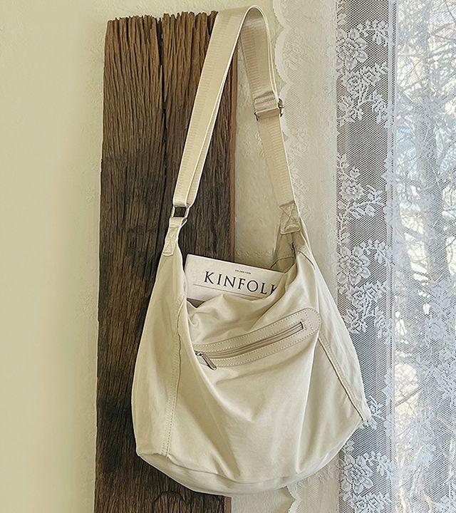 나일론 브릿 지퍼 보부상가방 빅 크로스 에코백 (4color)