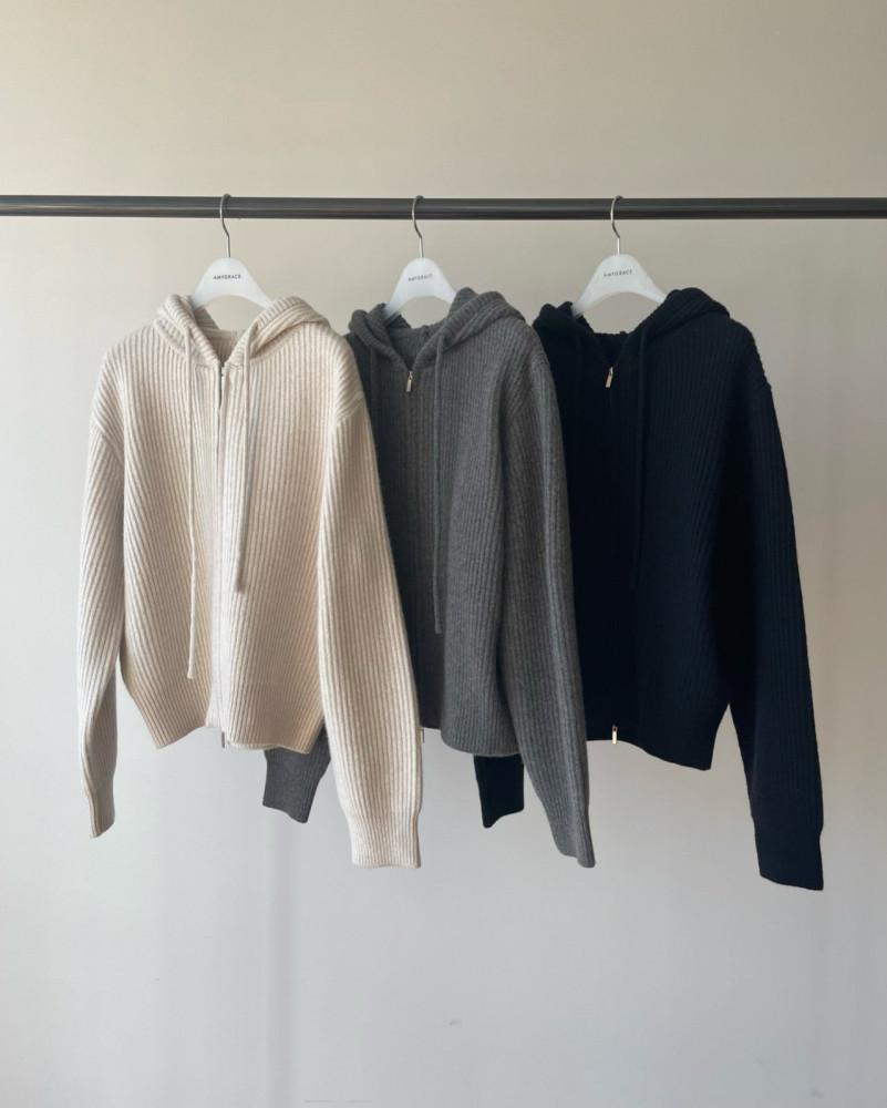 에이미그레이스 투웨이 후드 니트 집업 가디건 울니트 골지(재진행)