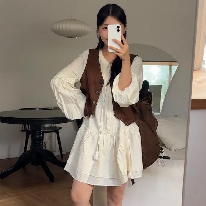 EMBROIDERED PEASANT MINI DRESS_CREAM