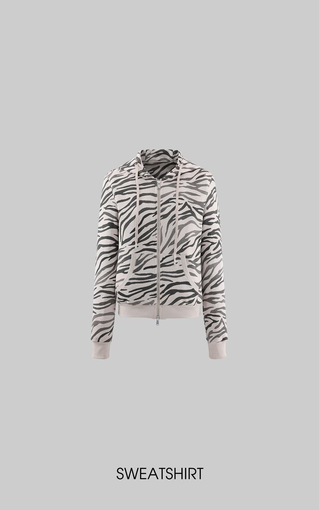 WARDEN EDGE Zebra Print Zip-Up Hoodie