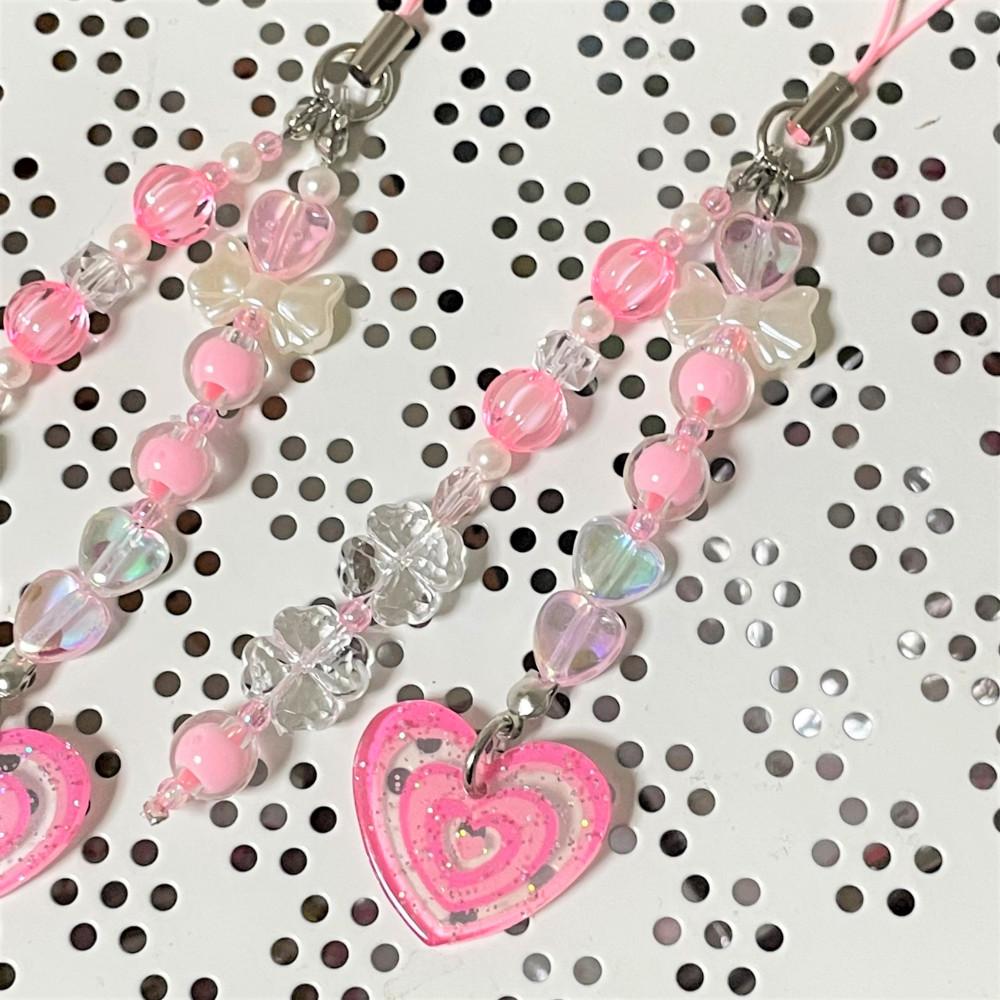 하트빔 더블 클로버 비즈키링 / 행운부적 키링 오마모리 키링 콜북키링 콜렉트북