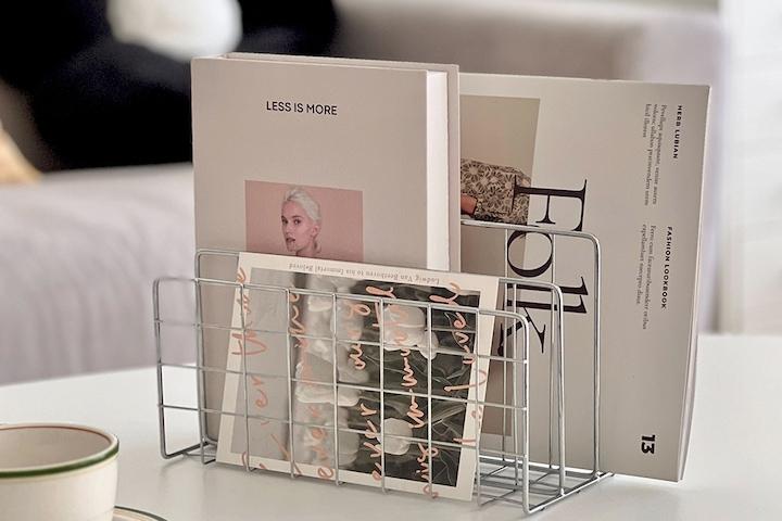 철제 책꽂이 실버 프레임 북스탠드 3단 매거진랙 LP 거치대