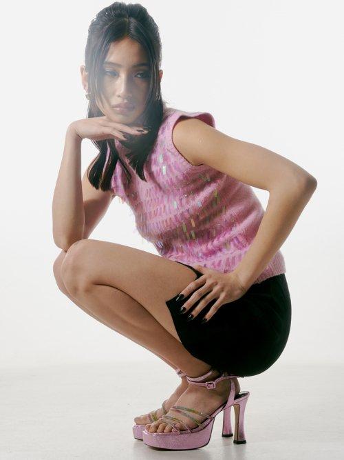 RAINBOW CRYSTAL PLATFORM SANDALS