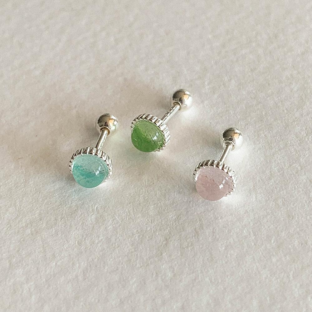 (실버925) 3color 귓바퀴 이너컨츠 귓볼 투명 컬러 도트 원형 피어싱