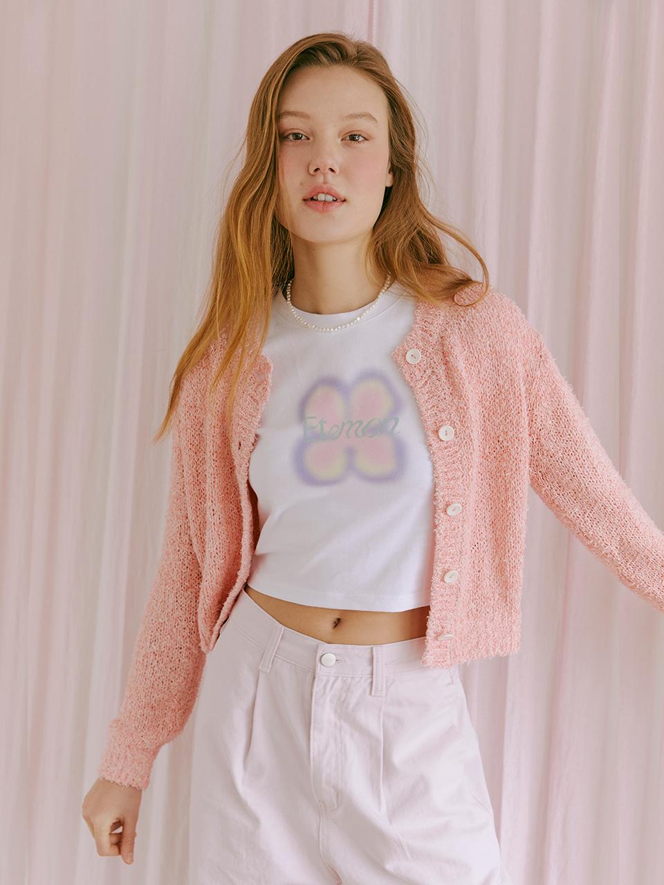 [에스파 윈터, 하율리 착용] Color Blend Knit Cardigan, Pink