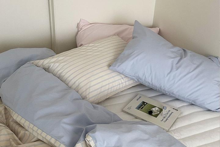 마리앙 스트라이프 이불커버 (버터블루)(SS/Q/K)