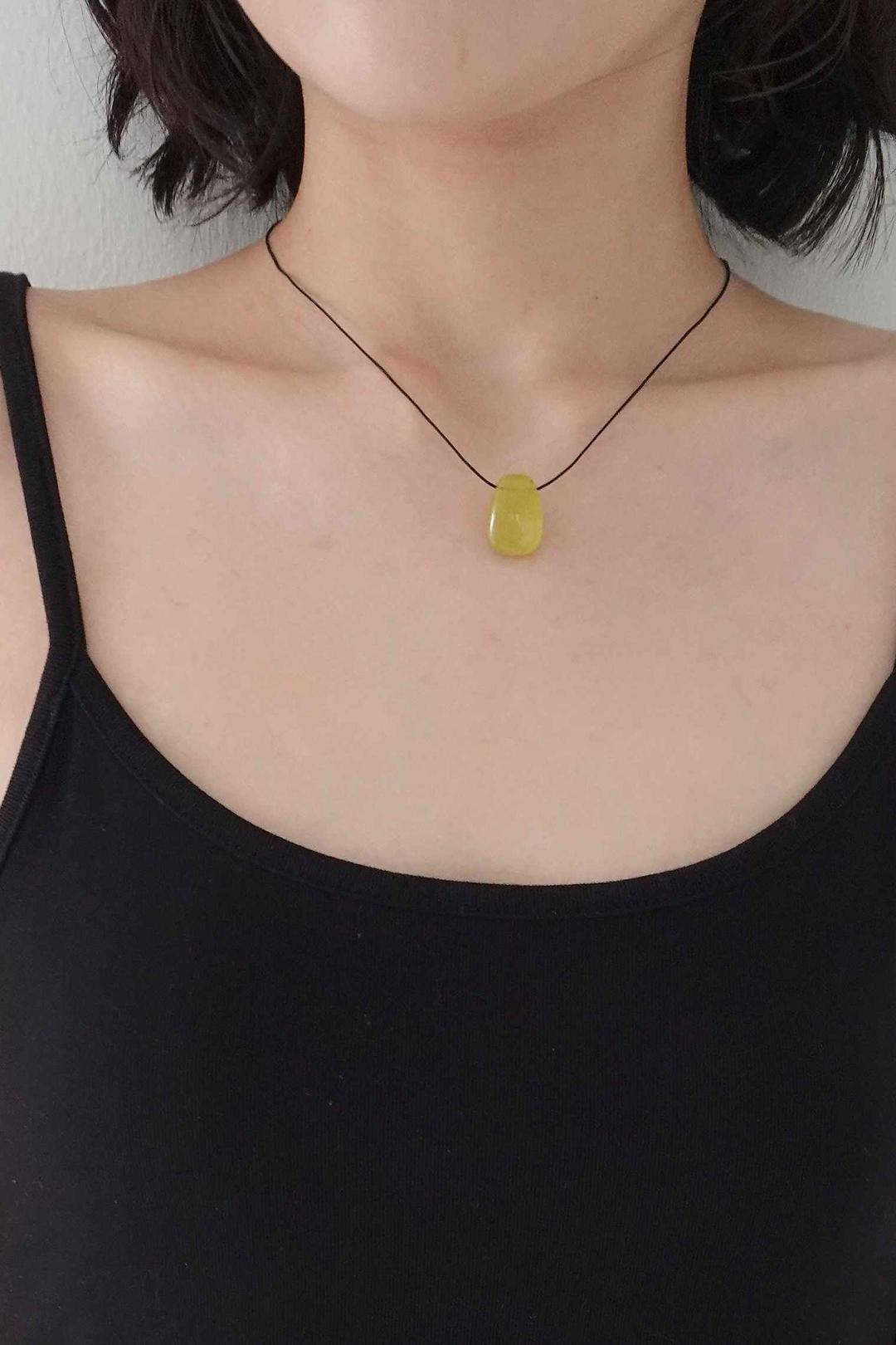 Olive jade string necklace