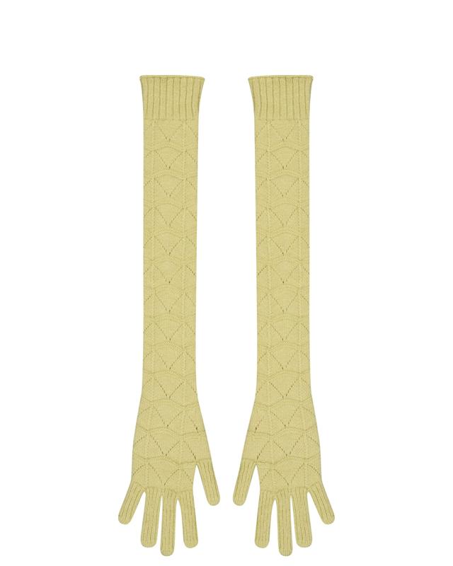 LACE GLOVES IN WOOL / LIME YELLOW