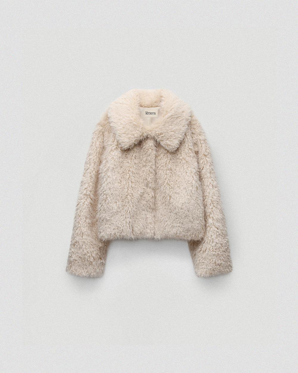 Fake Fur Long Hair Jacket_Ivory