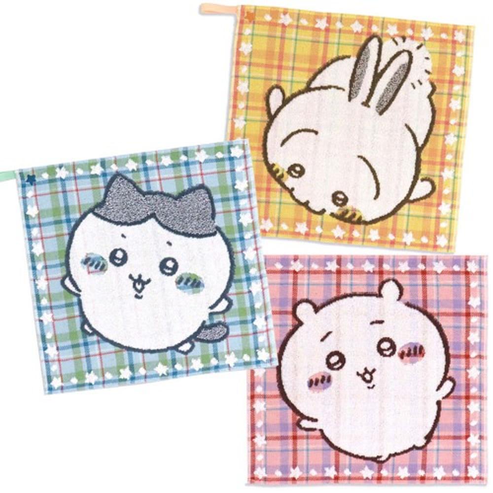 (일본직수입) 치이카와 하치와레 우사기 워시 핸드타올 손수건 컬러풀 체크 (3종)