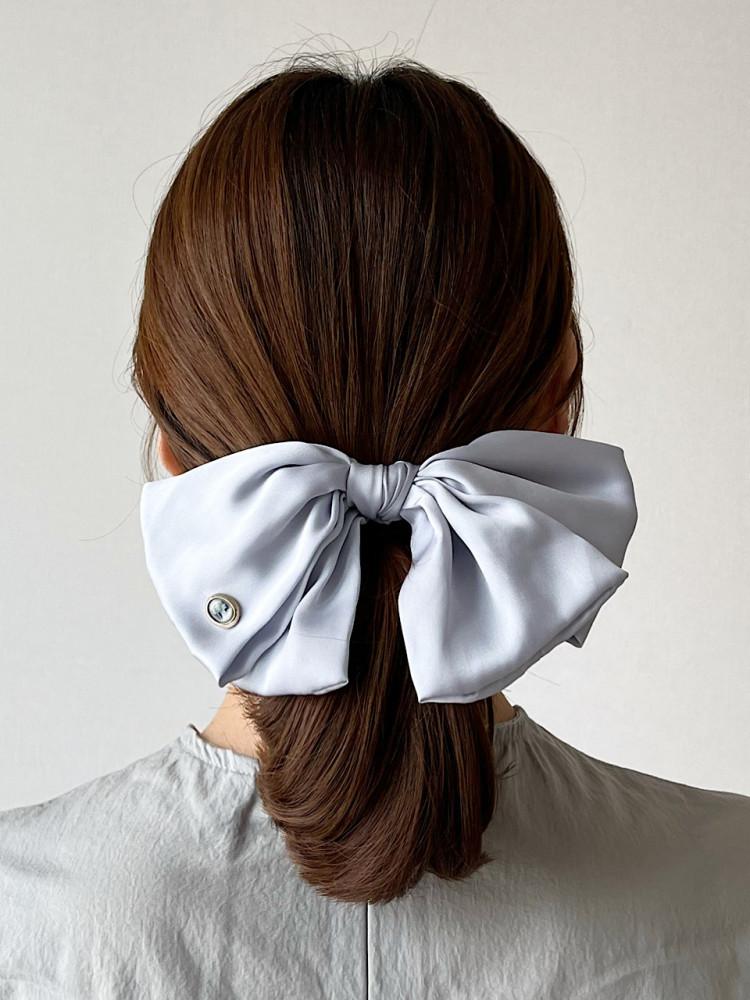 Cameo Big Ruffle Ribbon Hair Barrette [AiryBlue]