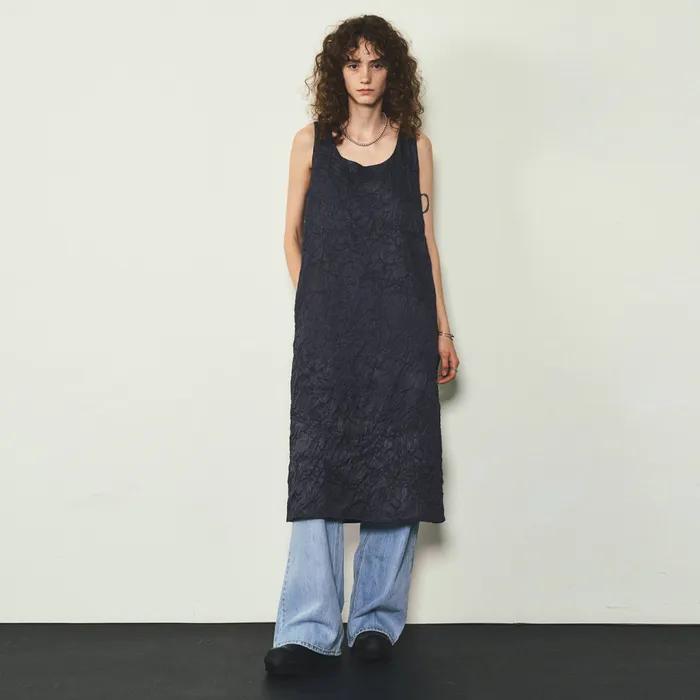 Crease Long Onepiece_CTOP702(Charcoal)