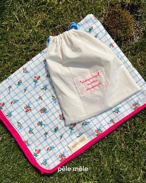 [뻴르멜르] 체크무늬 피크닉매트 꽃무늬 돗자리