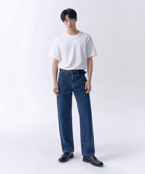 스트레이트 데님 팬츠 [미디엄 인디고]