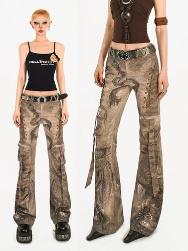 Snake Pattern Denim Pants