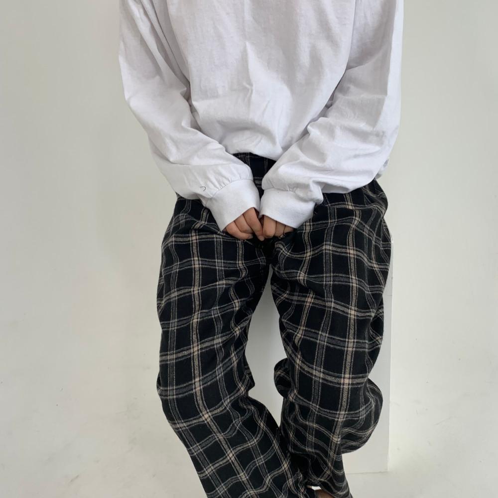 국산 면기모 포근 체크 파자마 잠옷 바지 겨울 빅사이즈 여성 남성 커플 실내복 홈웨어 : 마이언더랜드