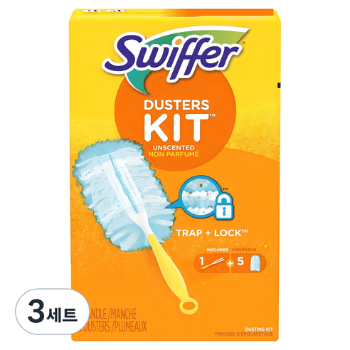 스위퍼 더스터 먼지떨이 스타터 키트 180 손잡이 30cm + 리필 5p, 혼합색상, 3세트