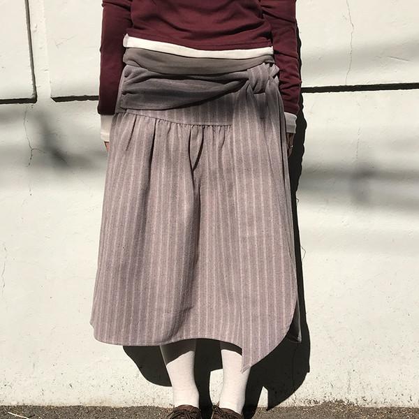 티코 리본 스트라이프 스커트 ( tico ribbon stripe skirt )