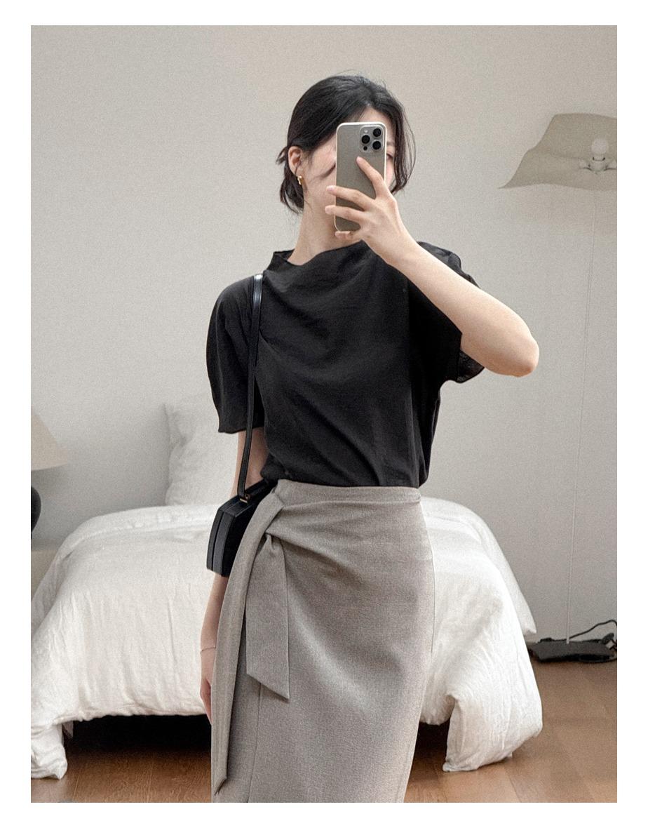 카더 하프 넥 블라우스 (2colors)