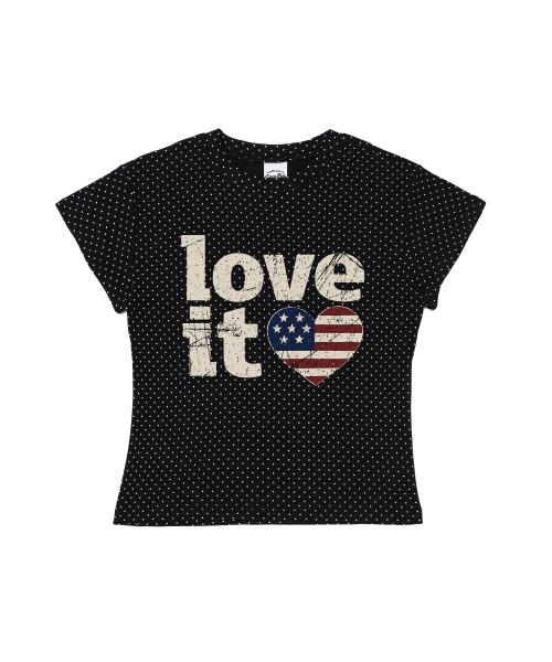 빈티지 하트 플래그 숏 반팔 티셔츠 (블랙)