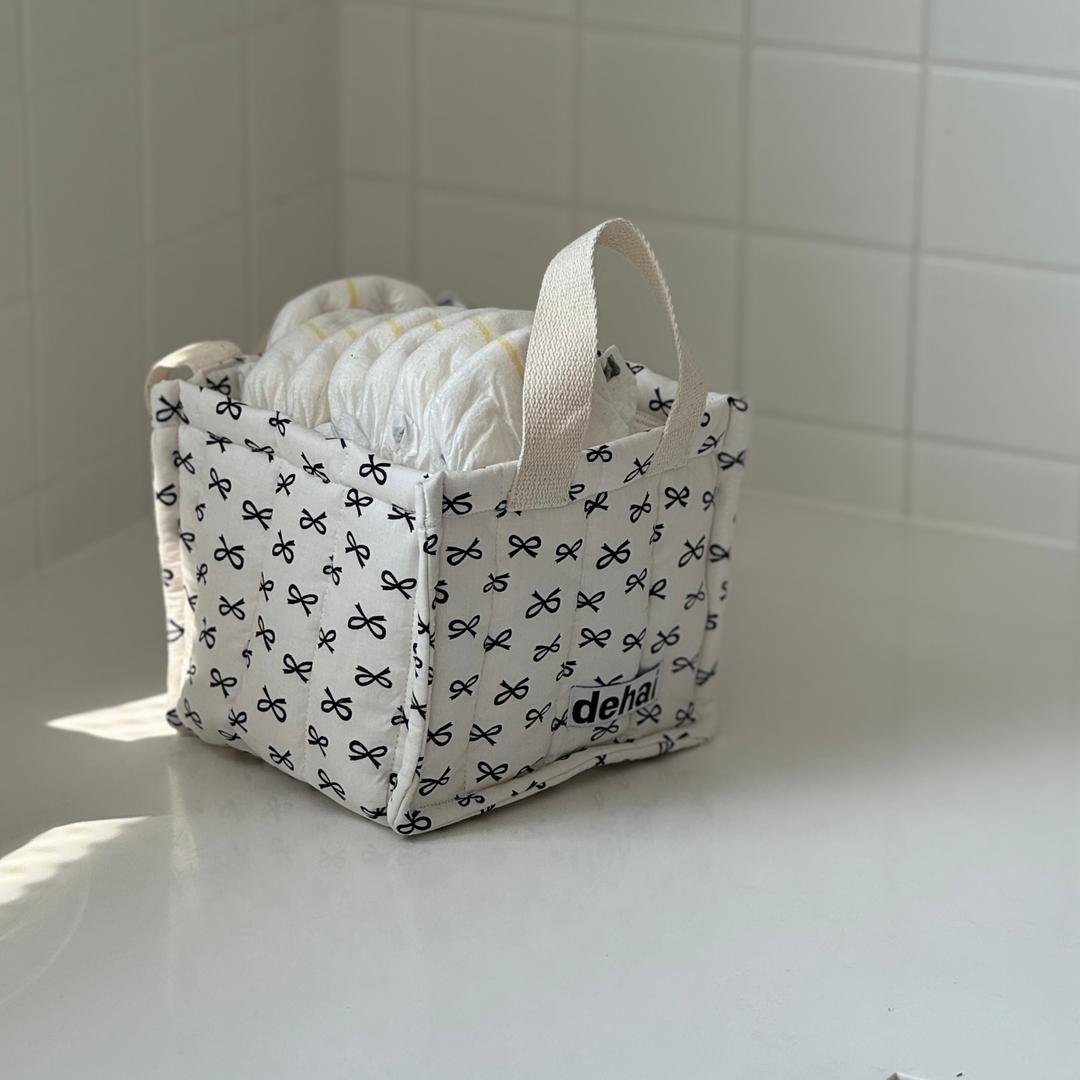 리본 사각 바구니