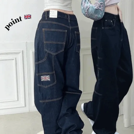 2color[핏존예] 패치point🇬🇧 논페이드 카펜더 와이드 생지 데님 팬츠