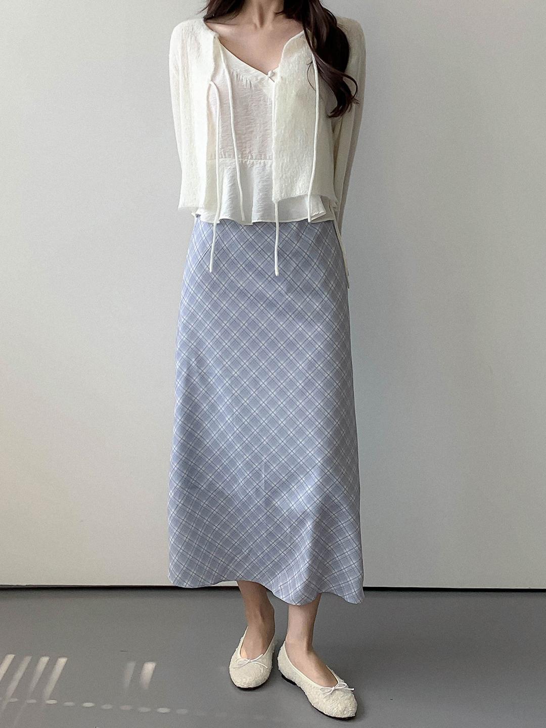 루이시 체크 스커트