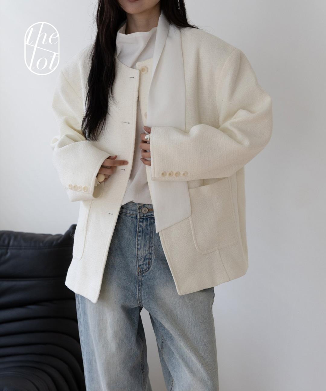 더롯 [b,garder] 비가더 트위드 오버 싱글 라운드넥 재킷 (2color) 포켓/간절기/아우터/하프/자켓/격식룩/하객룩/모임룩/출근룩/데일리/봄신상