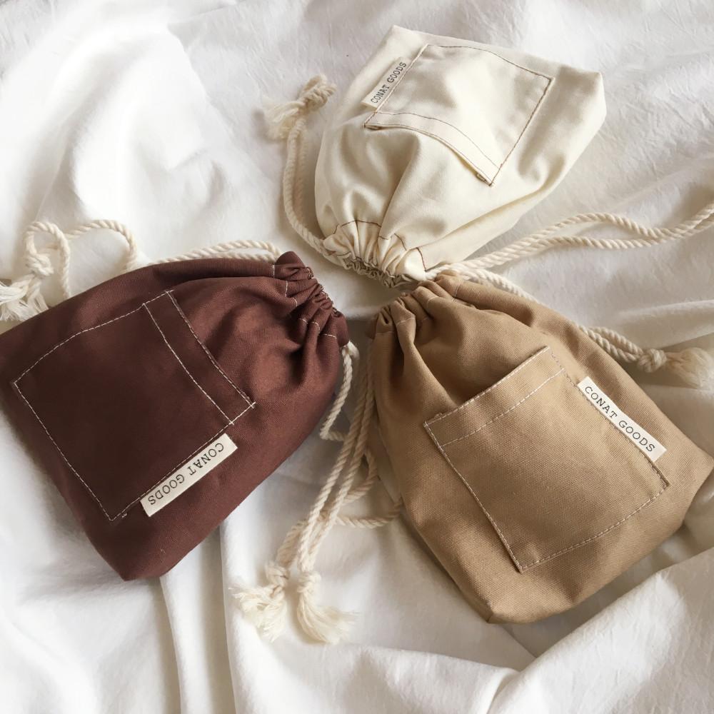 스티치 포켓 복조리 스트링 파우치