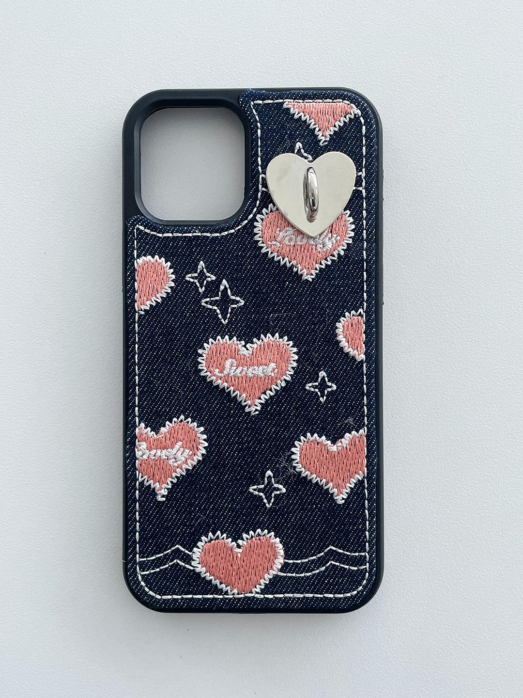 heart denim i-phone case (고리케이스)