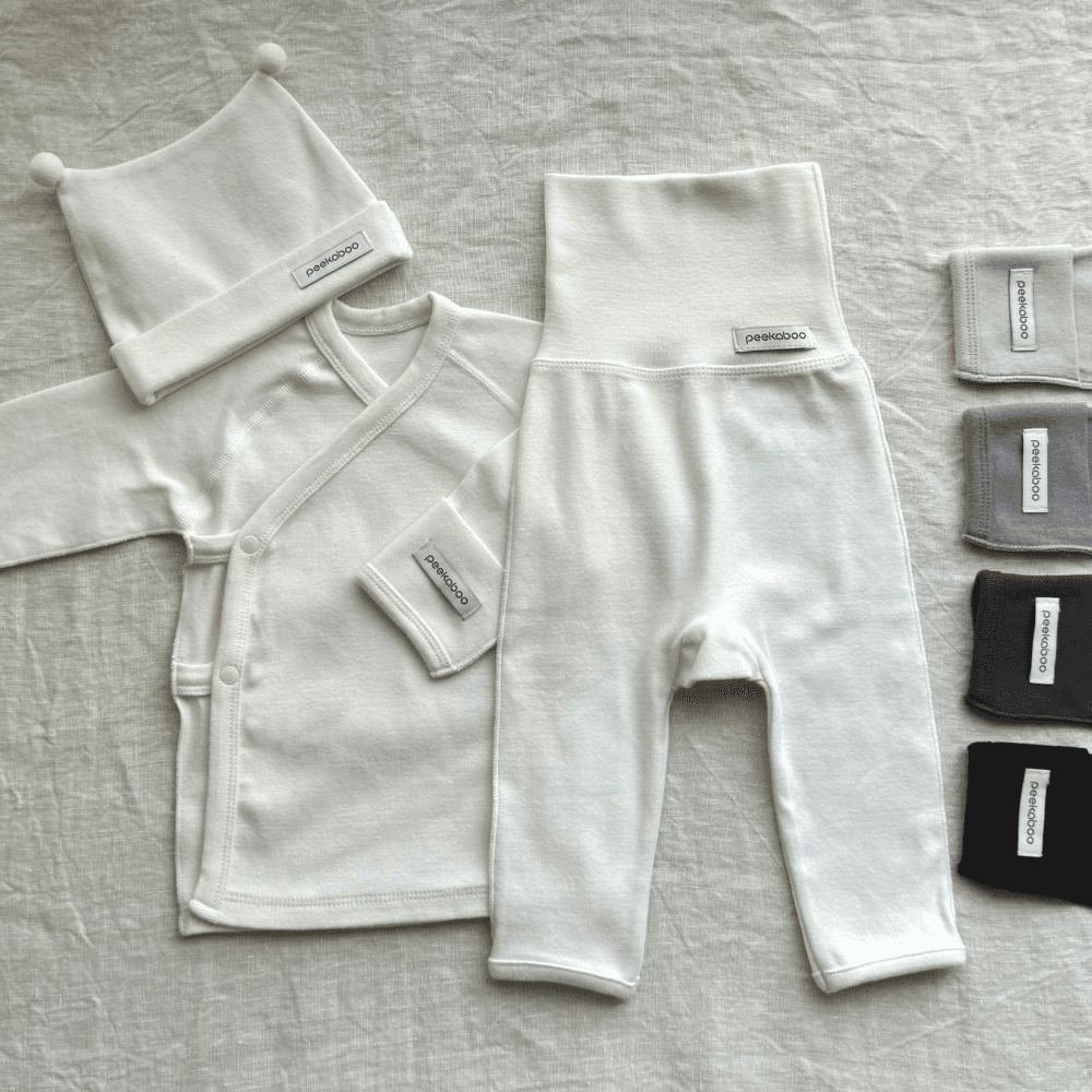 누보 배냇 세트(모노) - 피카부 신생아옷 3종세트