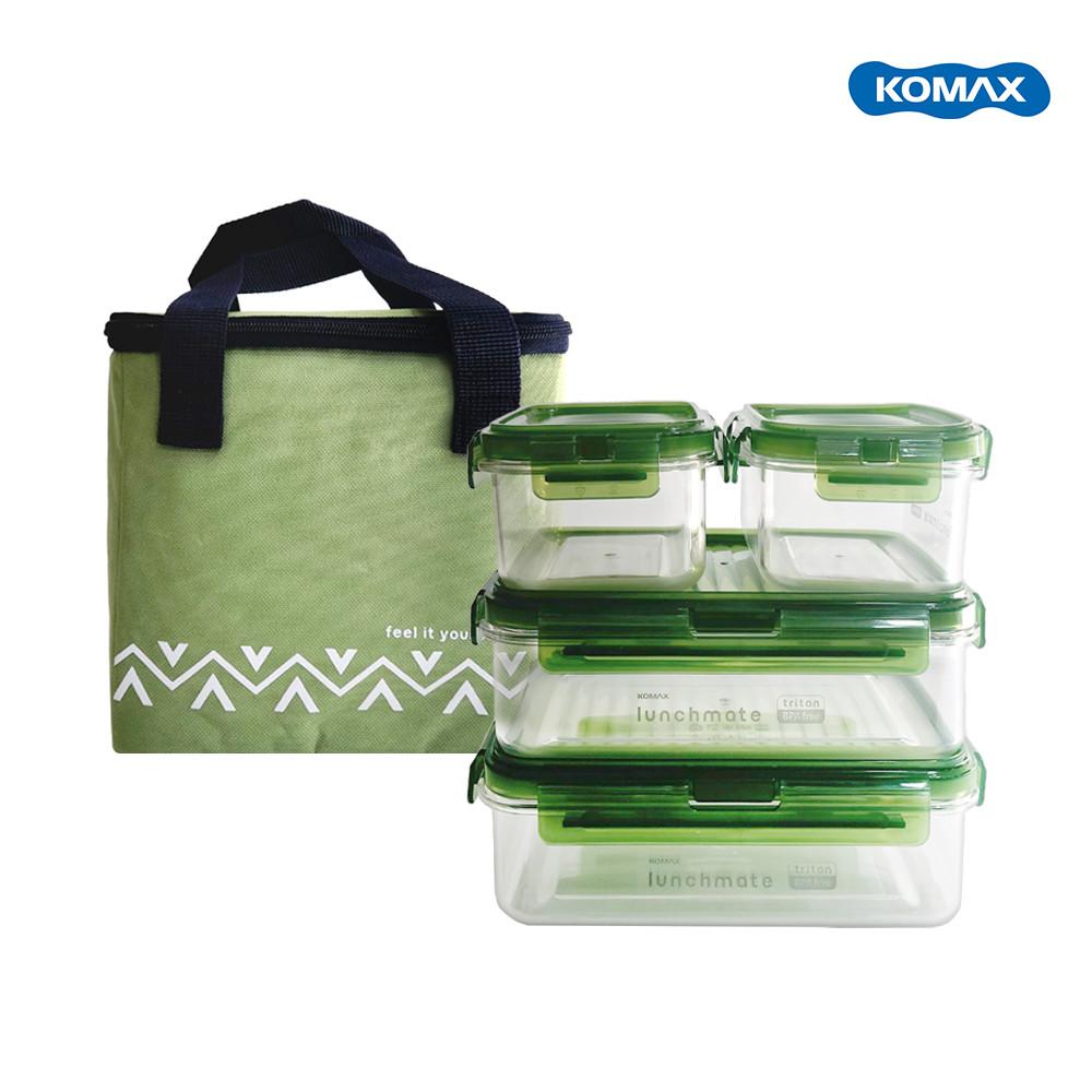 코멕스 런치메이트 트라이탄 4단콤보 도시락통 올리브그린 에디션