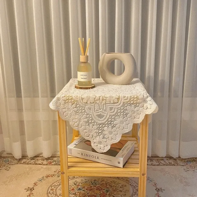 [H묶음구매할인] (빠른출고) 빈티지 화이트 레이스 심플 협탁보 덮개 테이블보 식탁보 협탁 가리개 패브릭 세일