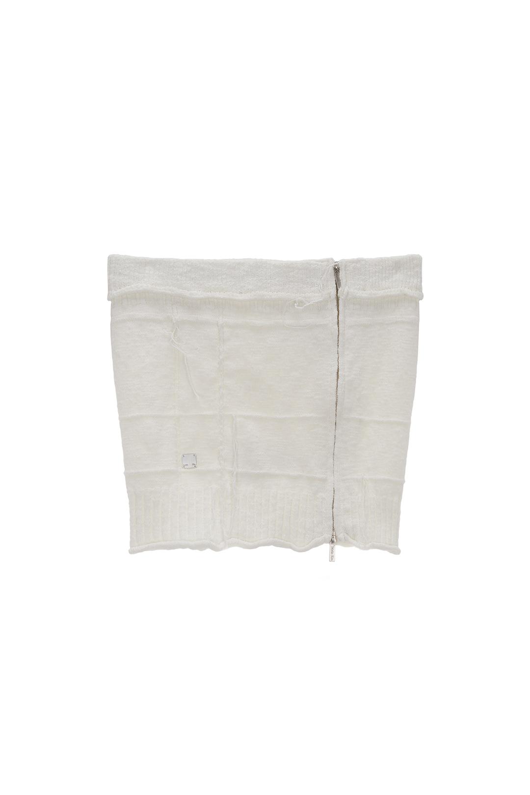 NATURAL DAMAGE ZIP UP TUBE TOP IN IVORY