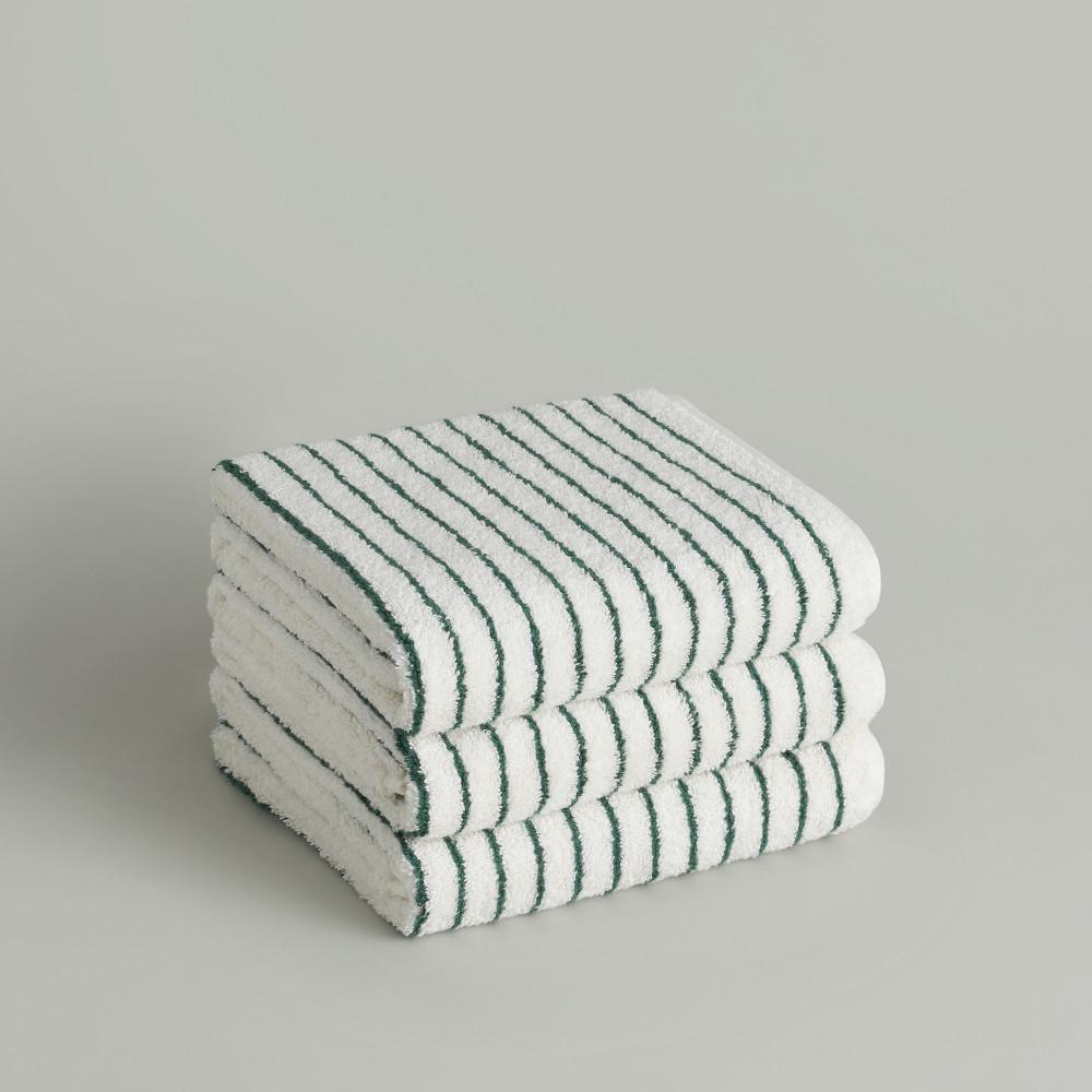 [ 재입고 ] 더 그란 | 페이스 타월 - 그린 스트라이프 (3P)