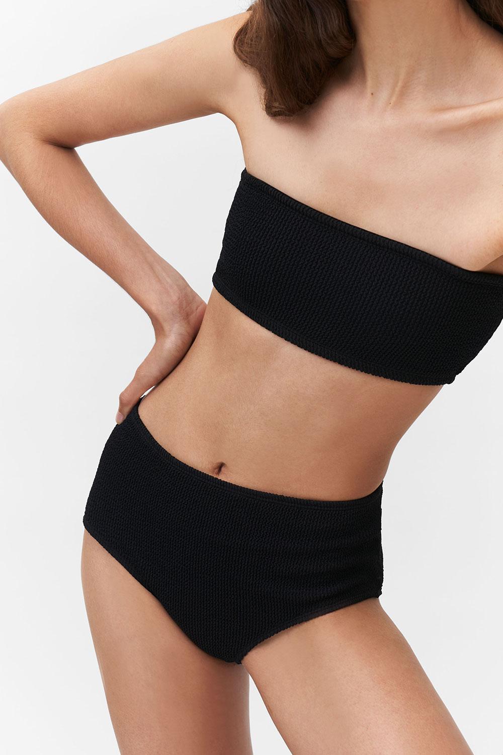 BLACK TAT STRAPLESS BIKINI SET
