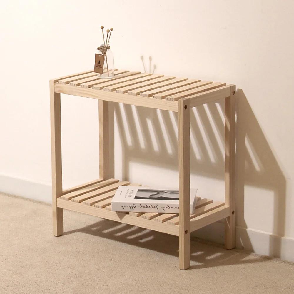 올리빙 수납선반 다용도 원목 선반 2단 500