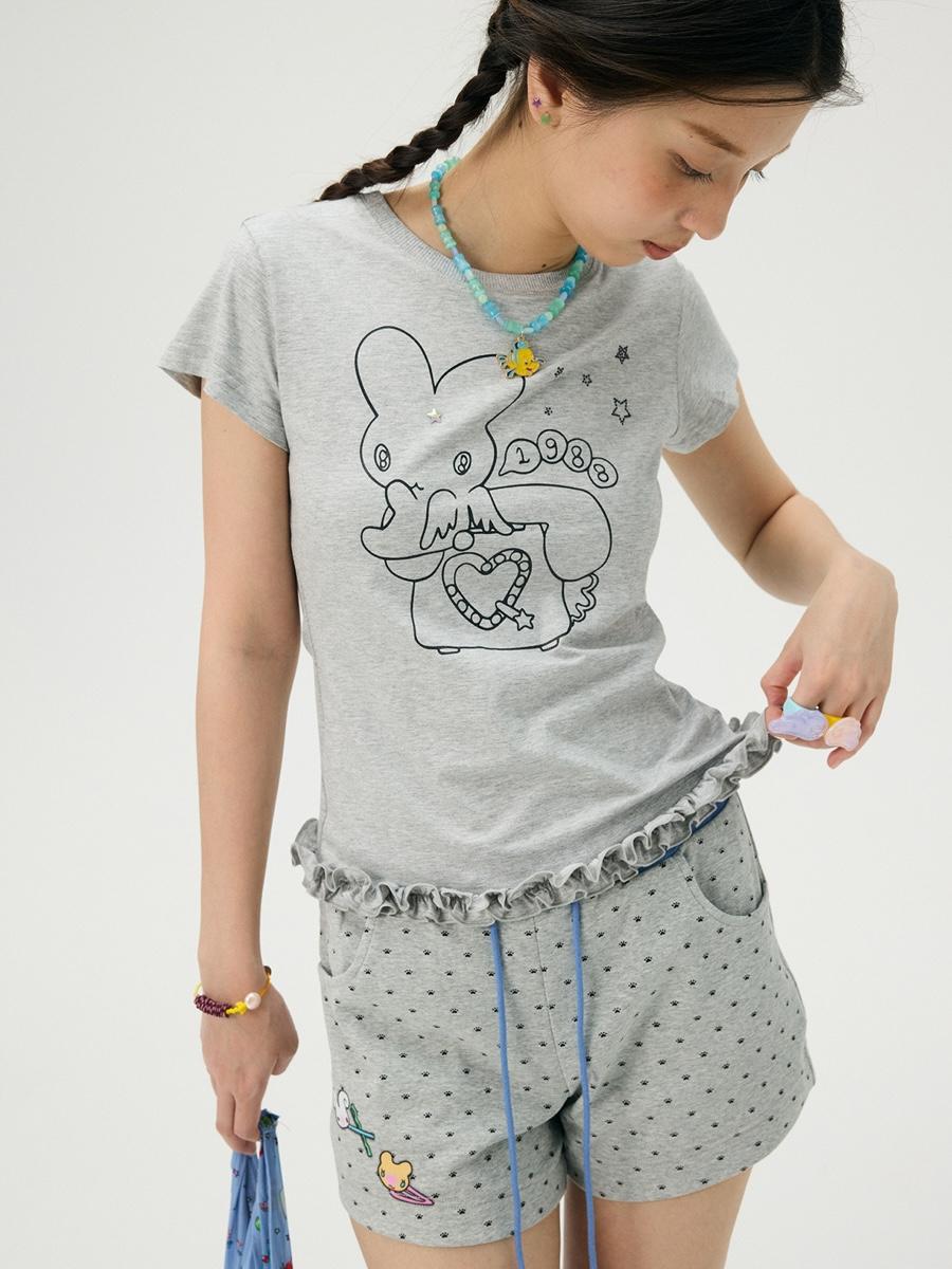 ODD MAKER X SUNONEBIRD Silver Stamping Ruffle T-Shirt (3color)