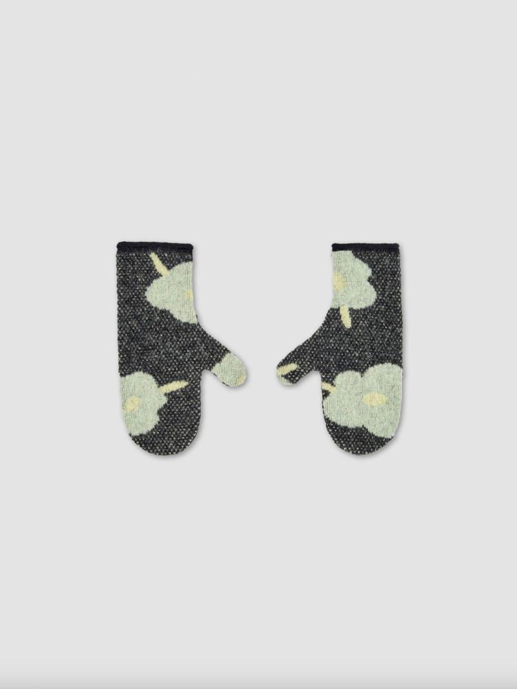RUS Kanmi Floral jacquard mittens Black 러스 칸미 플로럴 자카드 장갑 블랙