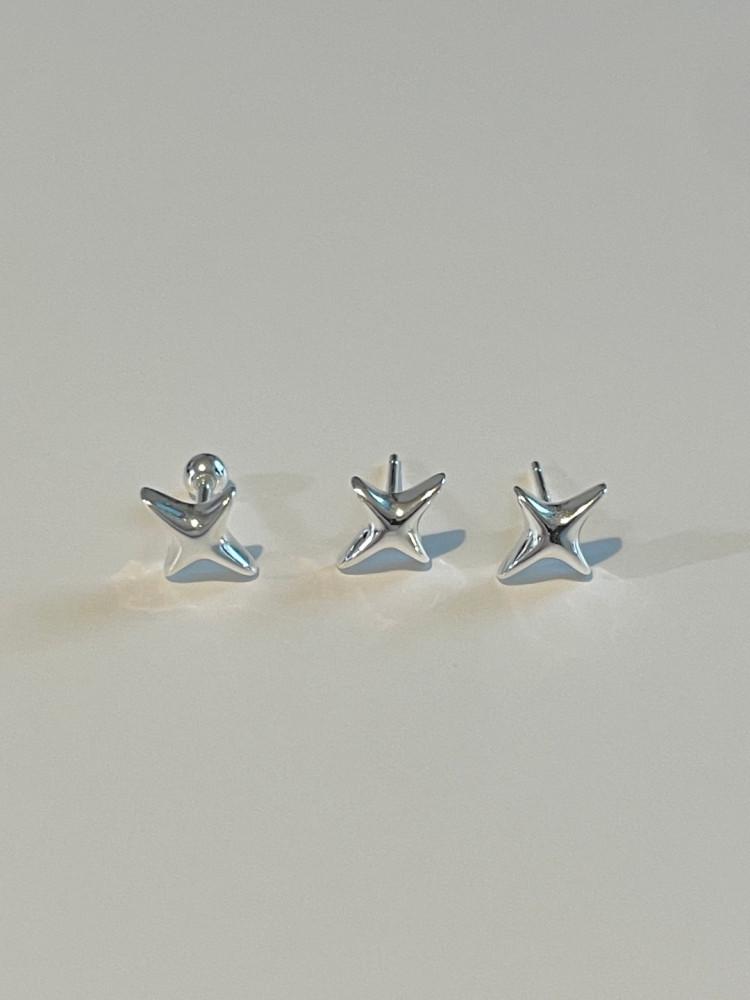 실버925 심플 볼륨 스타라이트 피어싱 귀걸이 (2 type)