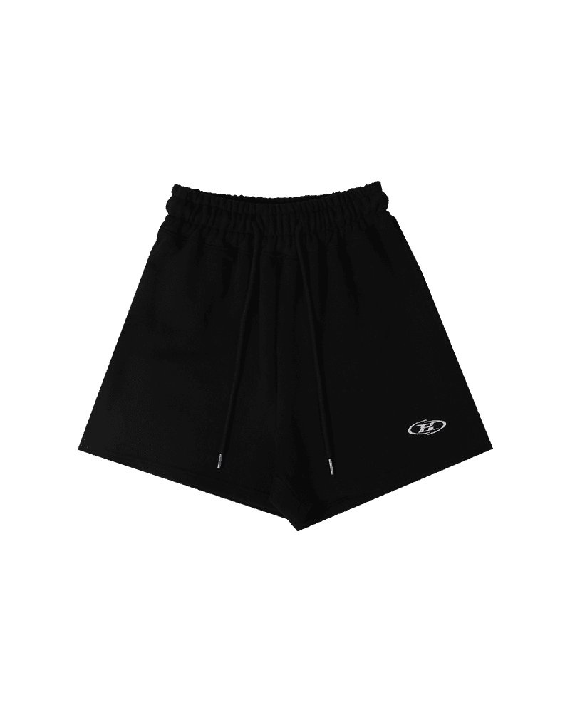 B LOGO SIMPLE HALF PANTS [BLACK]