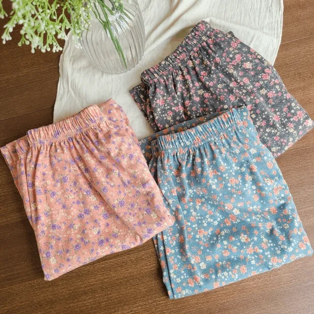 국산 순면 빅사이즈 여성 잠옷바지 모찌 잠옷 꽃무늬 파자마팬츠